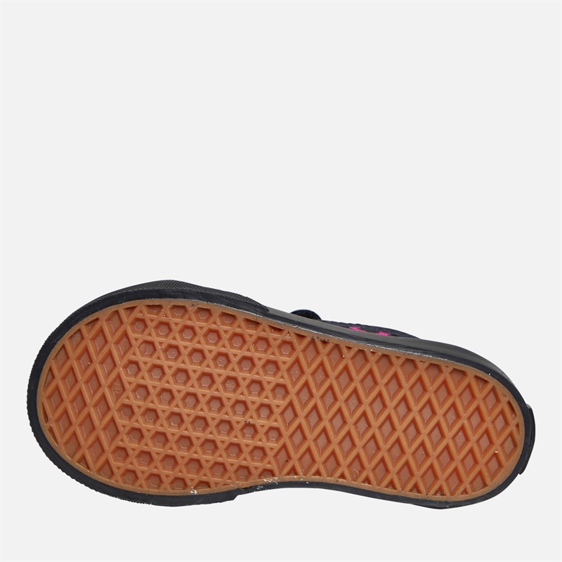 Vans Infant Girls Old Skool Leopard Velcro Trainers Pink/Black