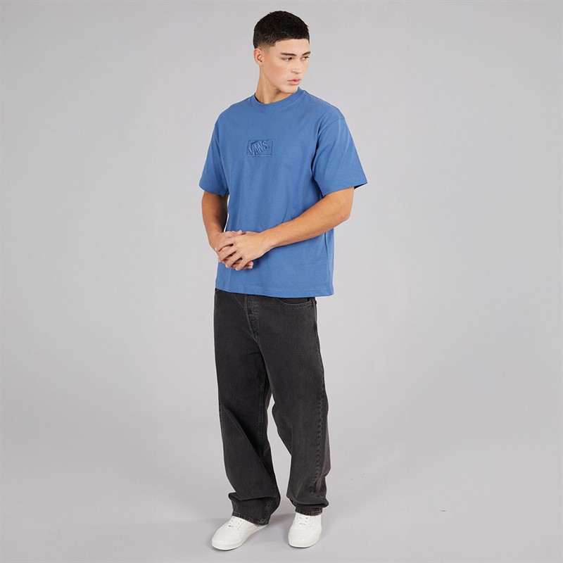 Vans Mens Blocked Box Logo Loose T-Shirt True Navy