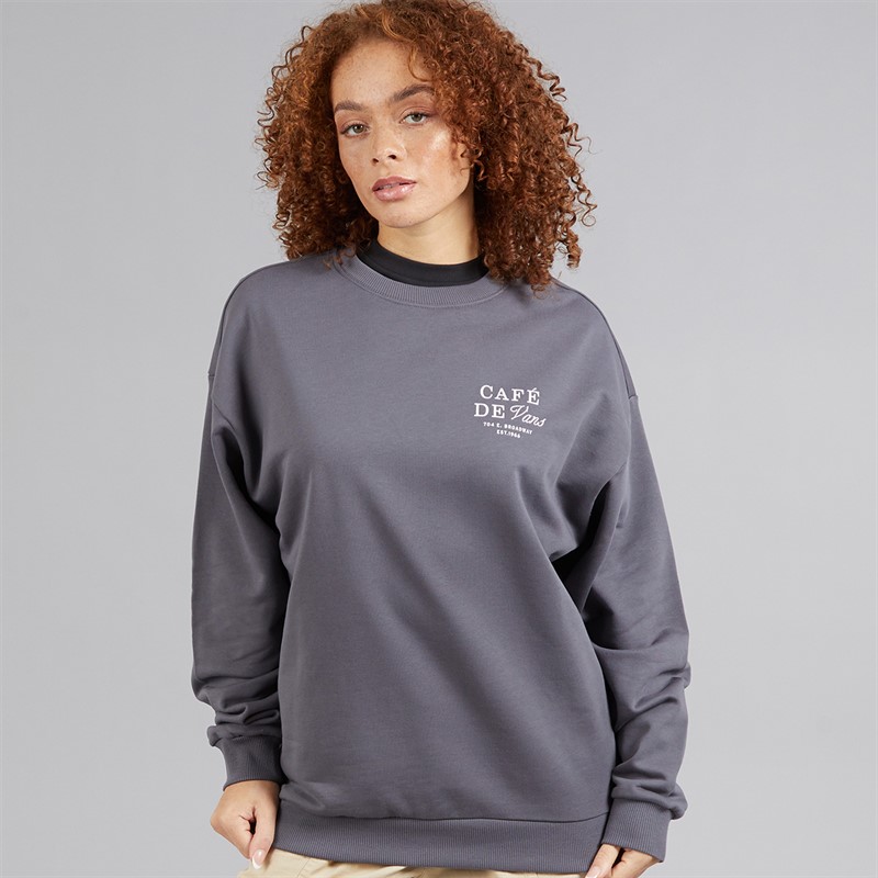 Vans Womens Cafe Graphic Sweatshirt Asphalt