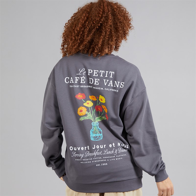 Vans Womens Cafe Graphic Sweatshirt Asphalt