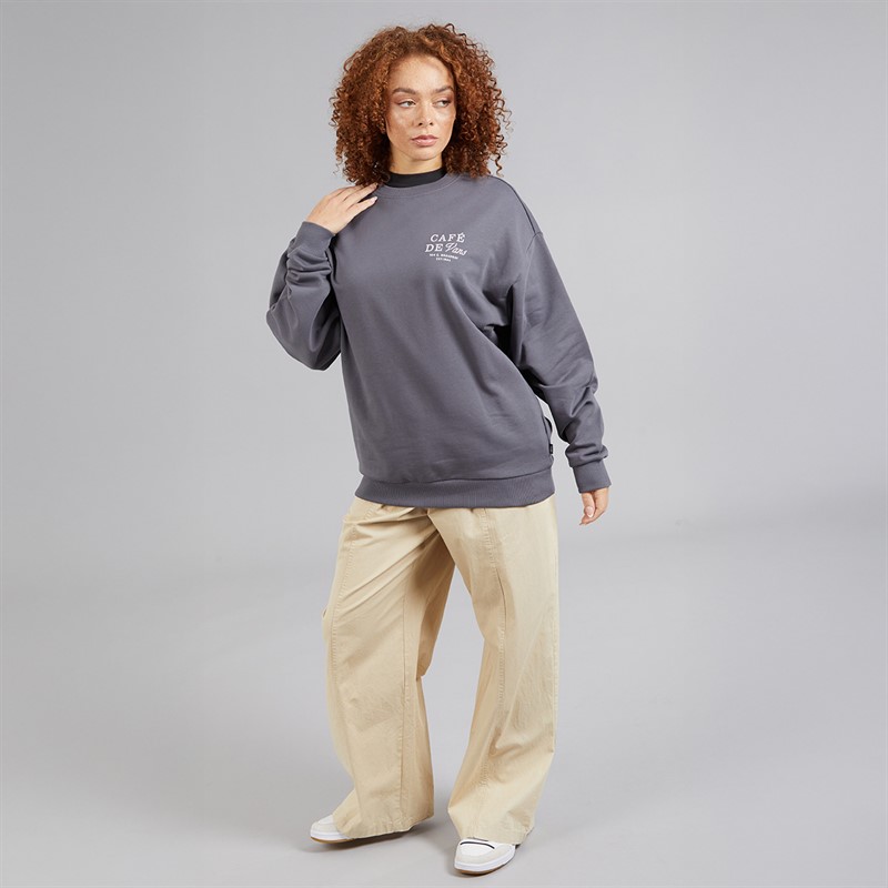 Vans Womens Cafe Graphic Sweatshirt Asphalt