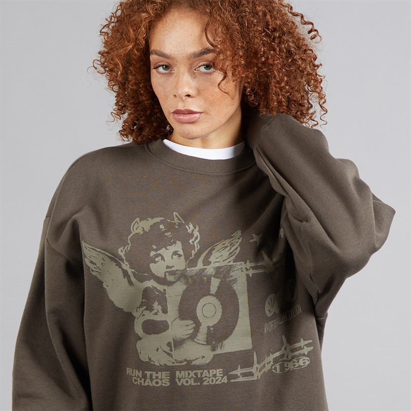Vans Womens Earthbound Graphic Sweatshirt Coal Brown