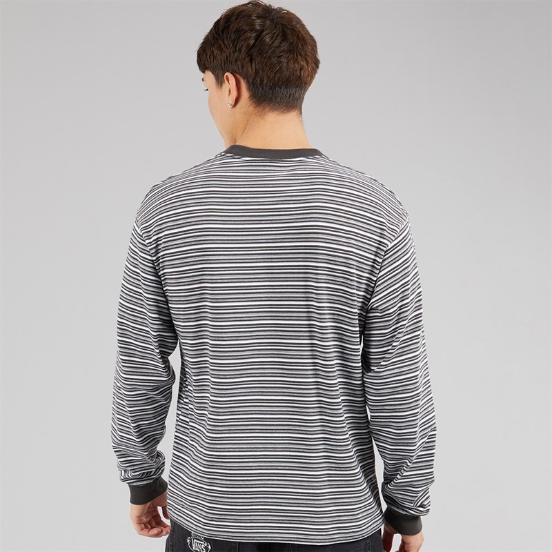 Vans Mens Wesley Stripe Long Sleeve Knitted Top Faded Black/Drizzle