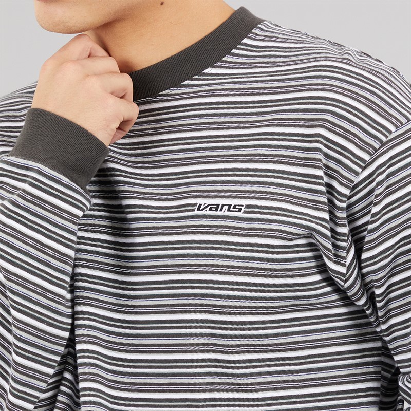 Vans Mens Wesley Stripe Long Sleeve Knitted Top Faded Black/Drizzle