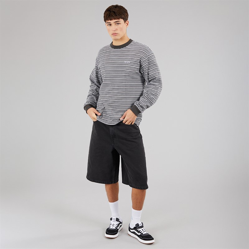 Vans Mens Wesley Stripe Long Sleeve Knitted Top Faded Black/Drizzle