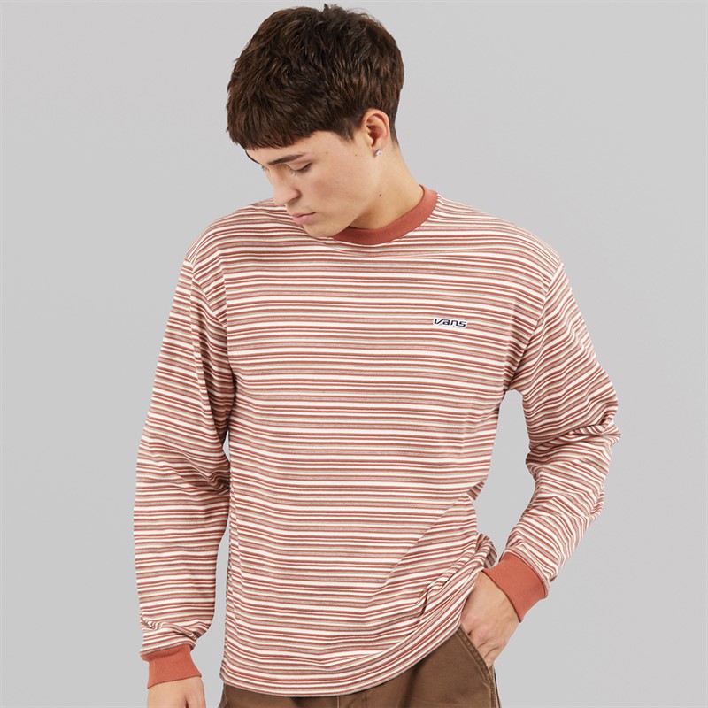 Vans Mens Wesley Stripe Long Sleeve Knitted Top Light Bronze/Cream