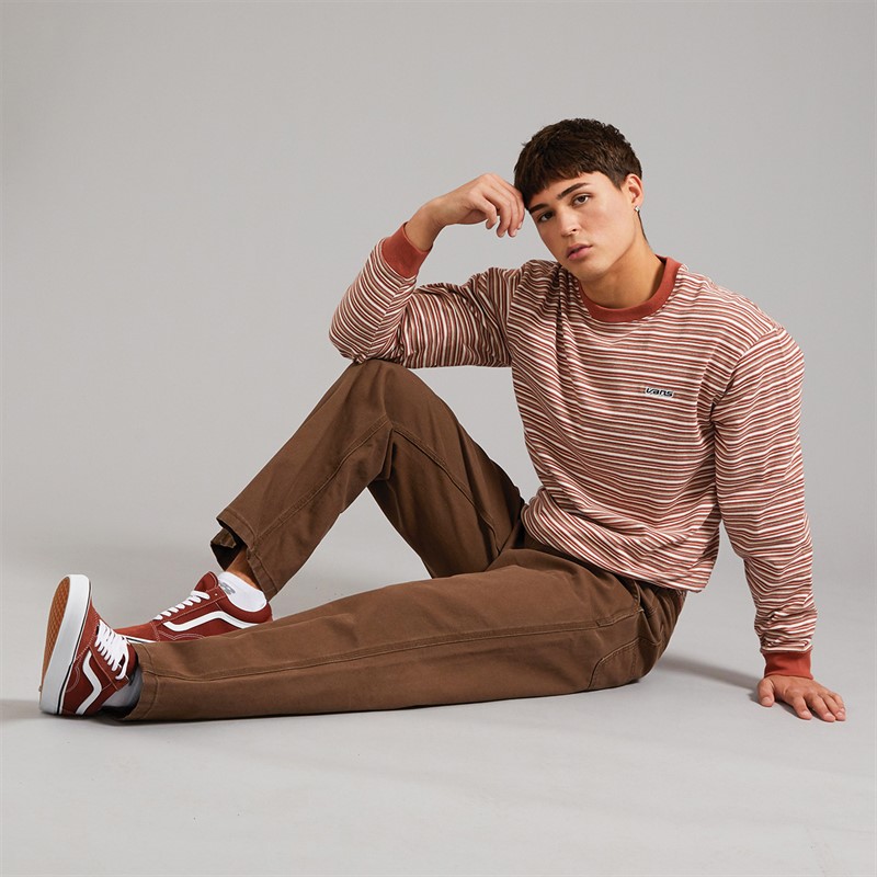 Vans Mens Wesley Stripe Long Sleeve Knitted Top Light Bronze/Cream