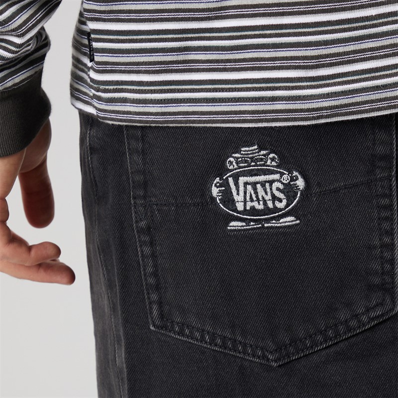 Vans Mens Stretched Logo Denim Shorts Black Light Stonewash