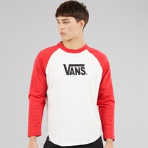 Vans Mens Core Logo Raglan Long Sleeve T-Shirt Crimson Haze
