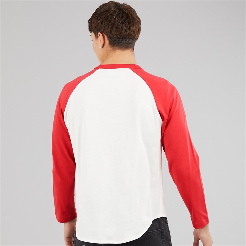 Vans Mens Core Logo Raglan Long Sleeve T-Shirt Crimson Haze