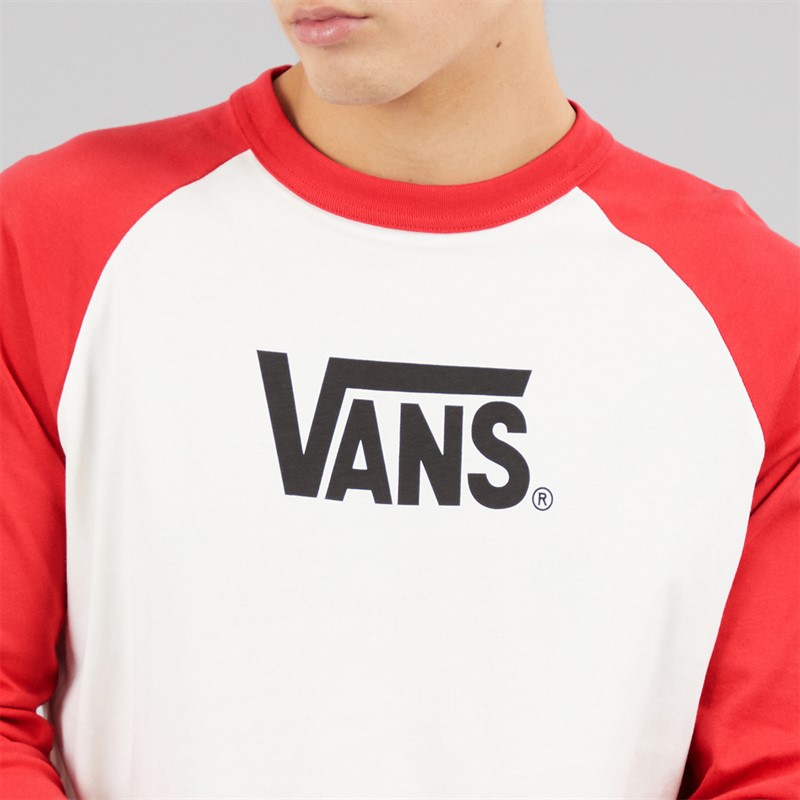 Vans Mens Core Logo Raglan Long Sleeve T-Shirt Crimson Haze