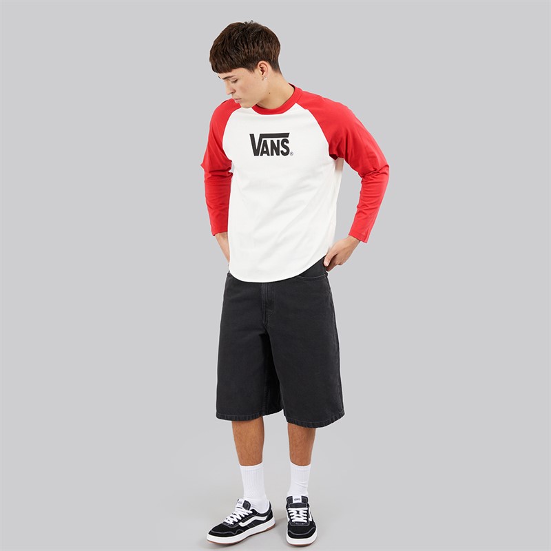 Vans Mens Core Logo Raglan Long Sleeve T-Shirt Crimson Haze