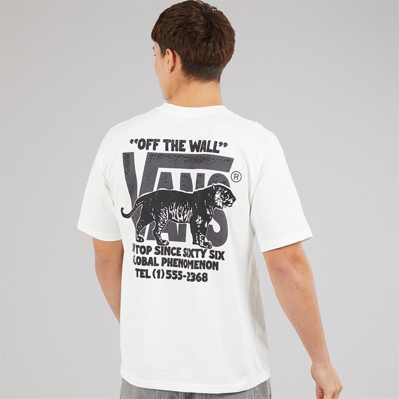 Vans Mens Awaken Tiger Back Graphic T-Shirt White