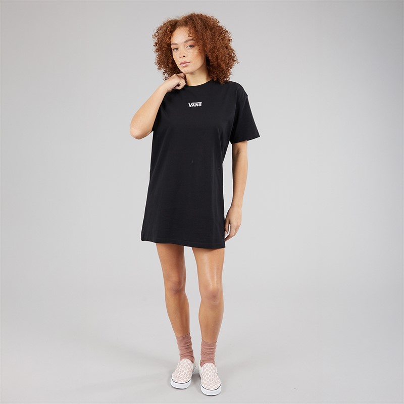 Vans Womens Center Vee Logo T-Shirt Dress Black
