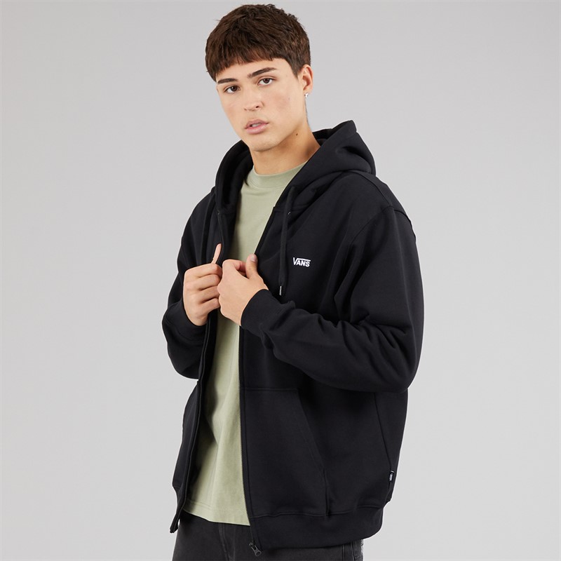 Vans Mens Left Chest Logo Loose Full Zip Hoodie Black