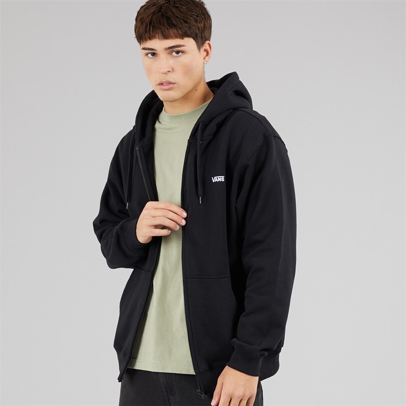 Vans Mens Left Chest Logo Loose Full Zip Hoodie Black