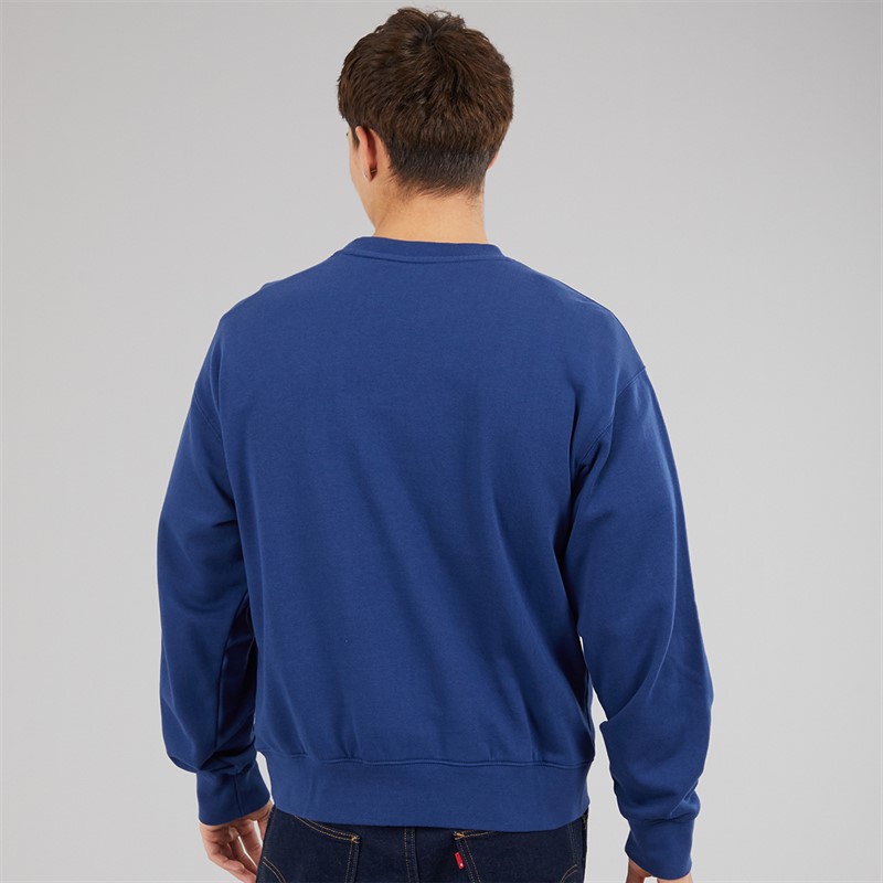 Vans Mens Stretch Logo Sweatshirt Deep Indigo/Flame