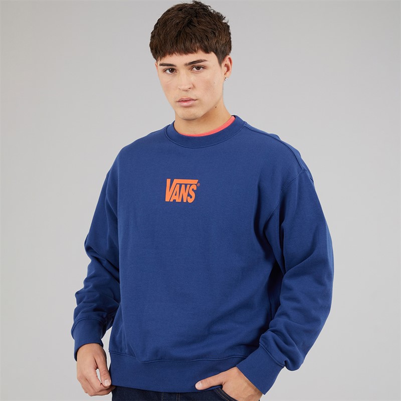 Vans Mens Stretch Logo Sweatshirt Deep Indigo/Flame