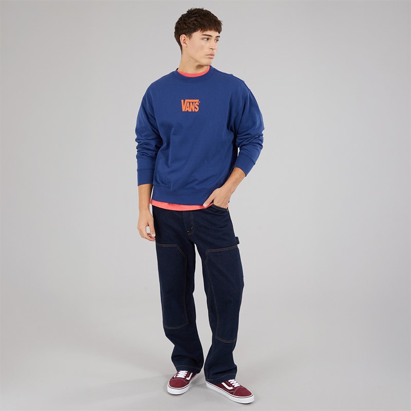 Vans Mens Stretch Logo Sweatshirt Deep Indigo/Flame