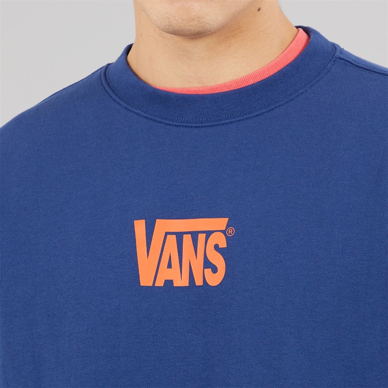 Vans Mens Stretch Logo Sweatshirt Deep Indigo/Flame
