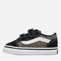 Vans Infant Girls Old Skool Velcro Trainers Black/Leopard