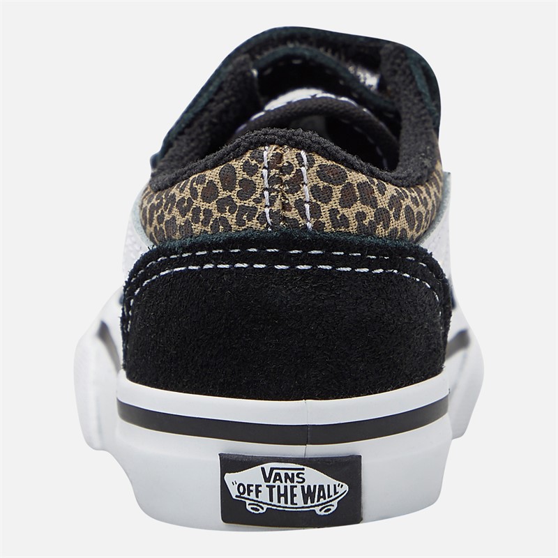 Vans Infant Girls Old Skool Velcro Trainers Black/Leopard