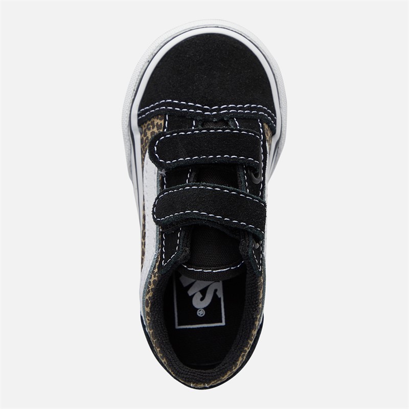 Vans Infant Girls Old Skool Velcro Trainers Black/Leopard