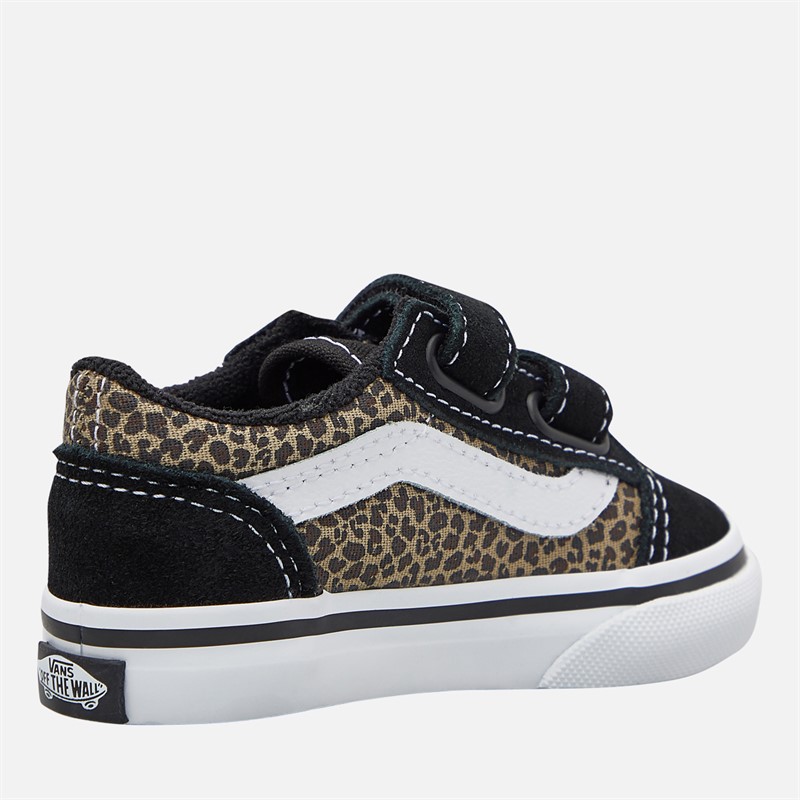 Vans Infant Girls Old Skool Velcro Trainers Black/Leopard