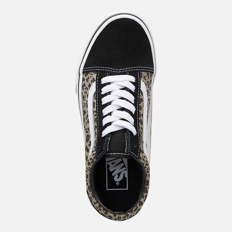 Vans Junior Girls Old Skool Trainers Black/Leopard