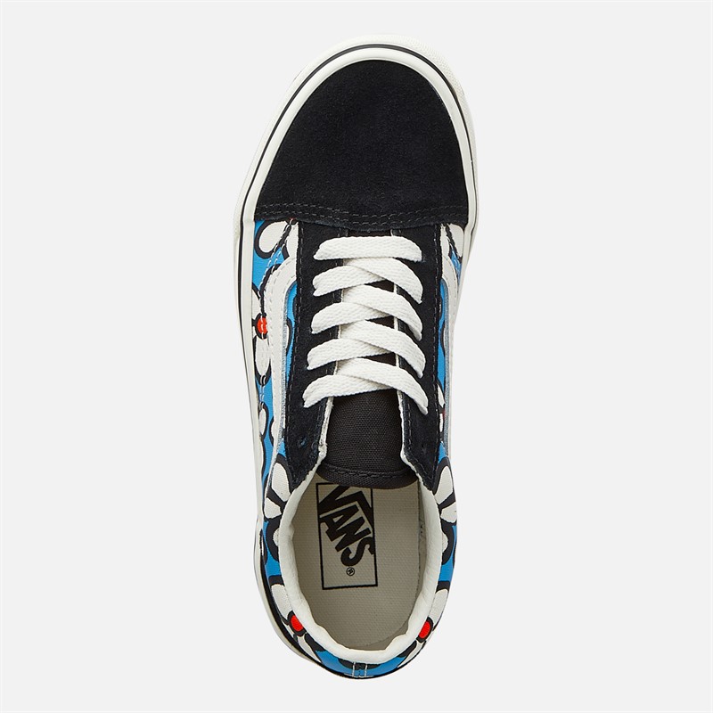 Vans Girls Old Skool Flower Trainers Bright Azure