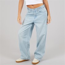 Vans Womens Cinched Check Baggy Jeans Light Stonewash