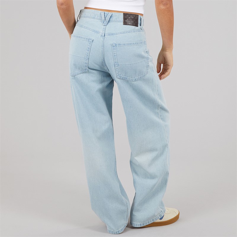 Vans Womens Cinched Check Baggy Jeans Light Stonewash
