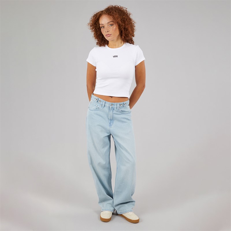 Vans Womens Cinched Check Baggy Jeans Light Stonewash