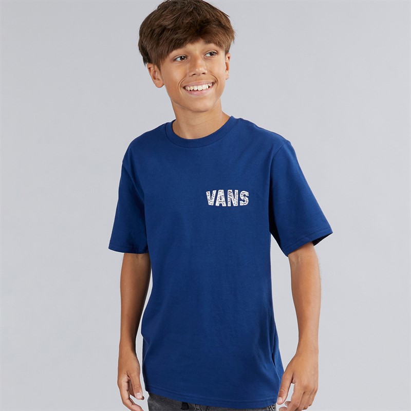 Vans Boys Racing Flames Back Graphic T-Shirt Deep Indigo