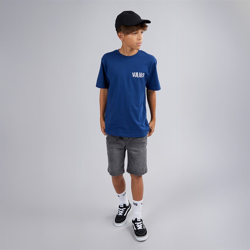 Vans Boys Racing Flames Back Graphic T-Shirt Deep Indigo