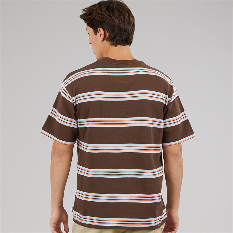 Vans Mens Mesa Stripe T-Shirt Vintage Cocoa/Cloudblue