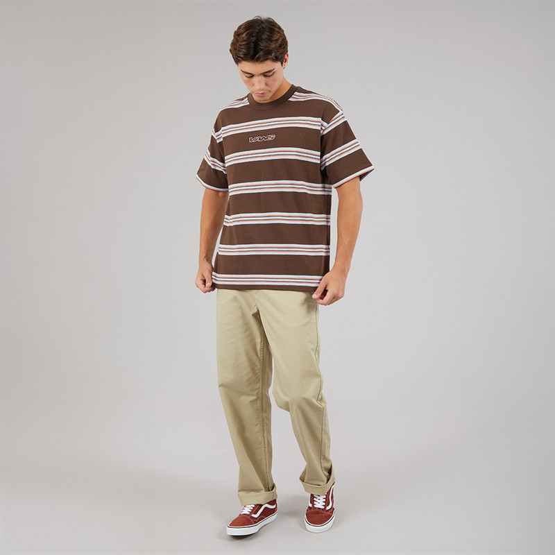 Vans Mens Mesa Stripe T-Shirt Vintage Cocoa/Cloudblue