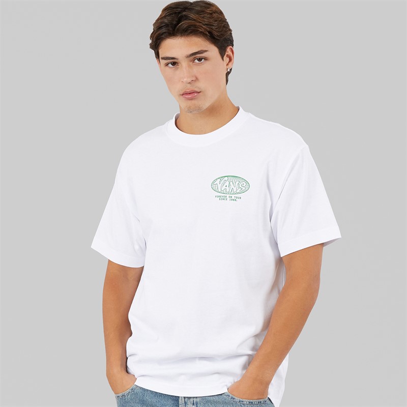 Vans Mens World Tour Back Graphic Loose Fit T-Shirt White