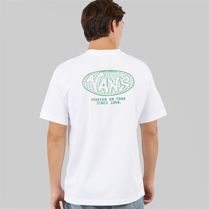 Vans Mens World Tour Back Graphic Loose Fit T-Shirt White