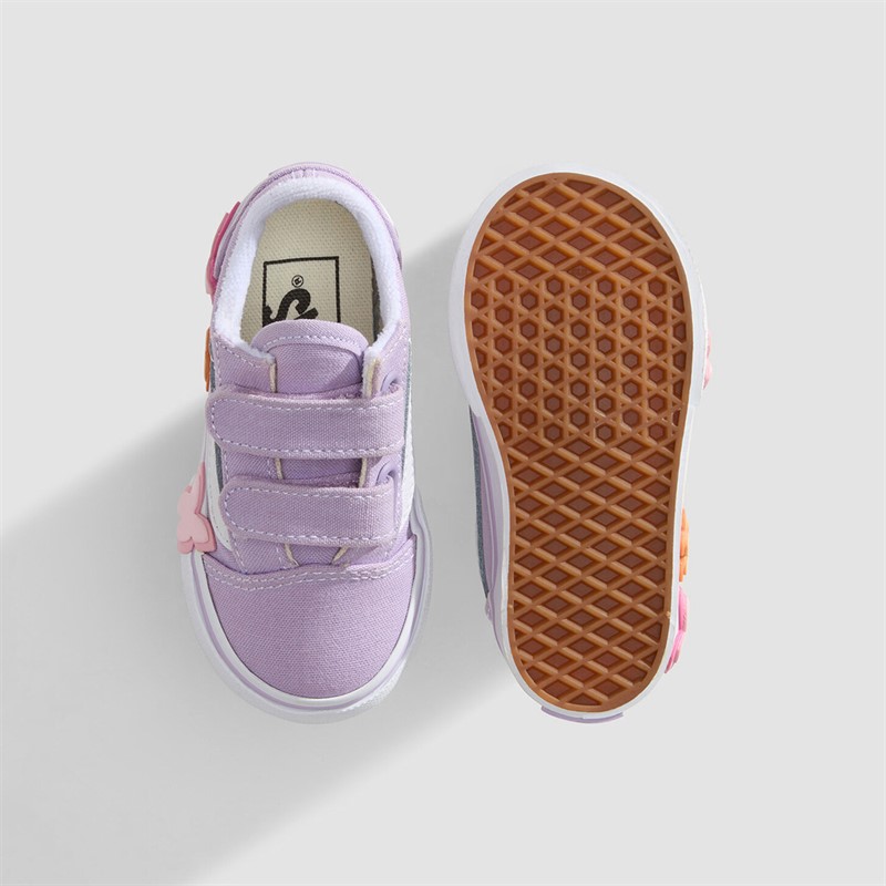 Vans Infant Girls Old Skool Butterfly Velcro Trainers Soft Orchid