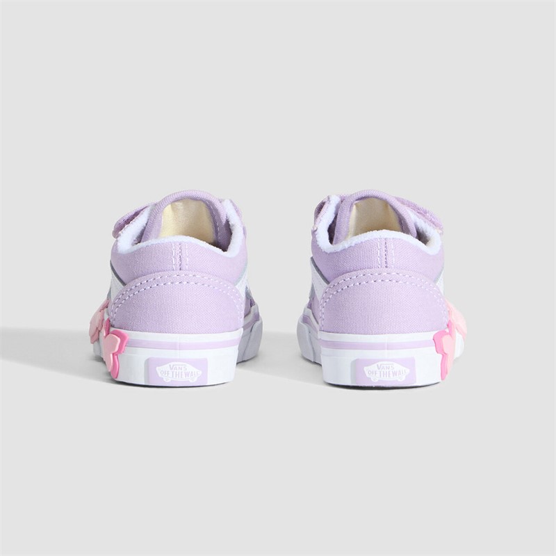 Vans Infant Girls Old Skool Butterfly Velcro Trainers Soft Orchid