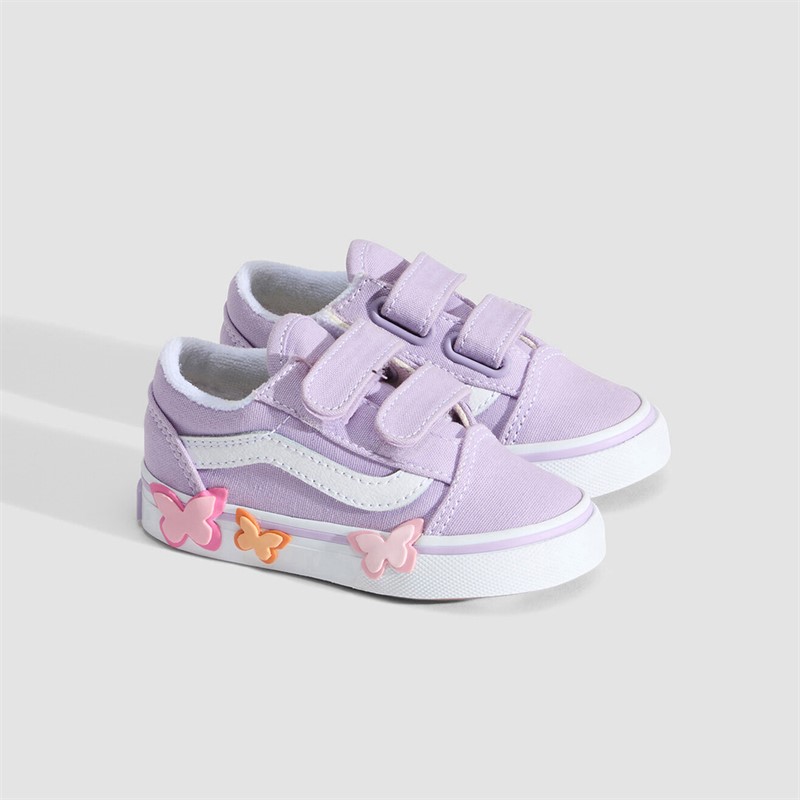 Vans Infant Girls Old Skool Butterfly Velcro Trainers Soft Orchid