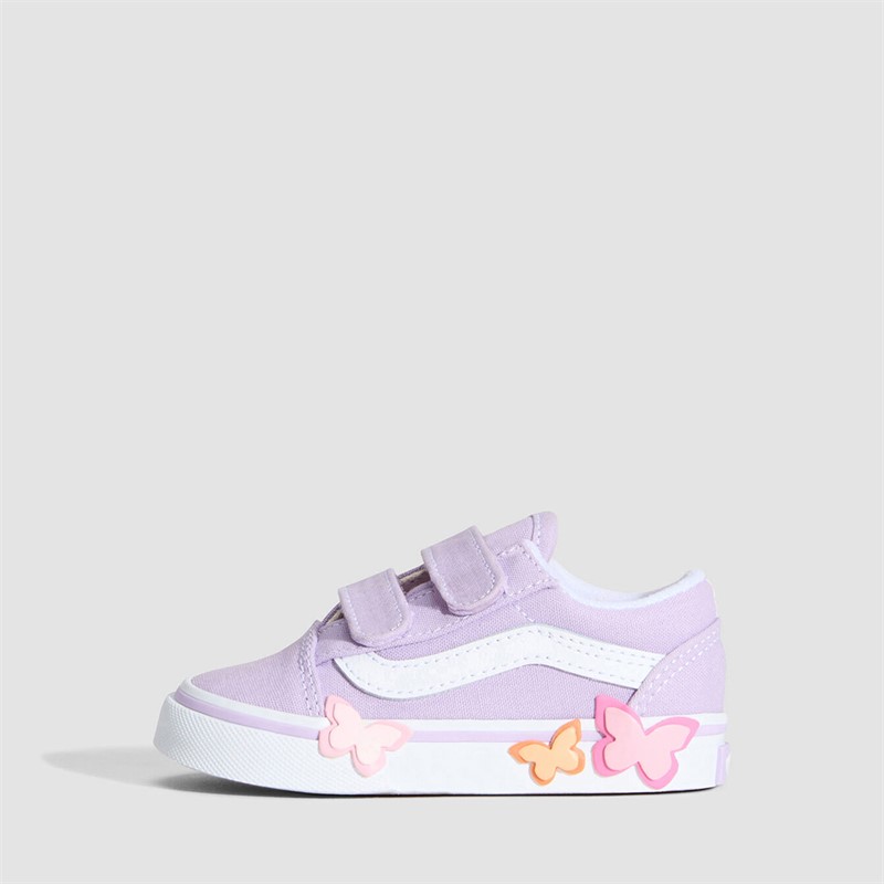 Vans Infant Girls Old Skool Butterfly Velcro Trainers Soft Orchid