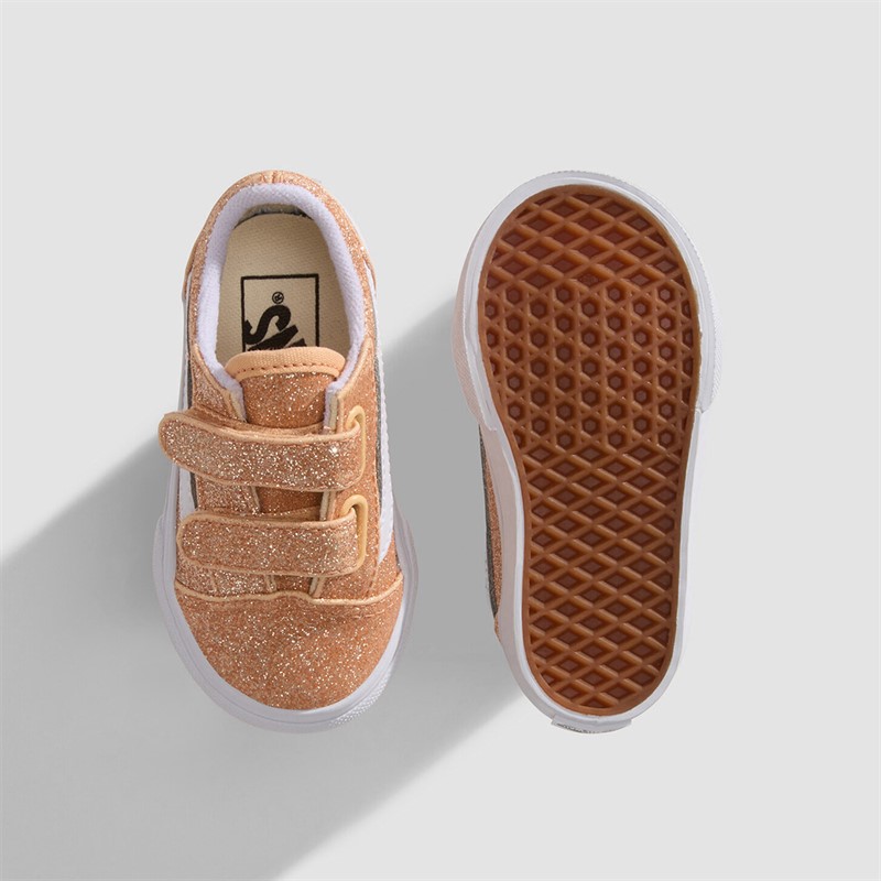 Vans Infant Girls Old Skool Velcro Trainers Apricot Glow