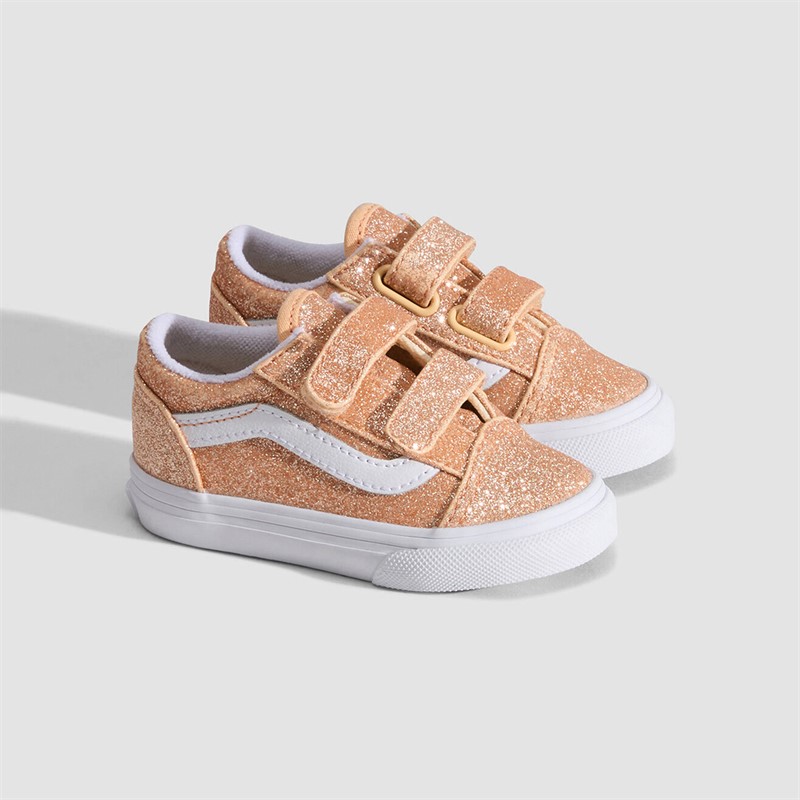 Vans Infant Girls Old Skool Velcro Trainers Apricot Glow