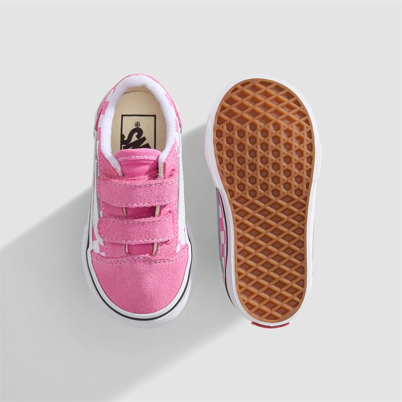 Vans Infant Girls Old Skool Velcro Trainers Pink Fizz