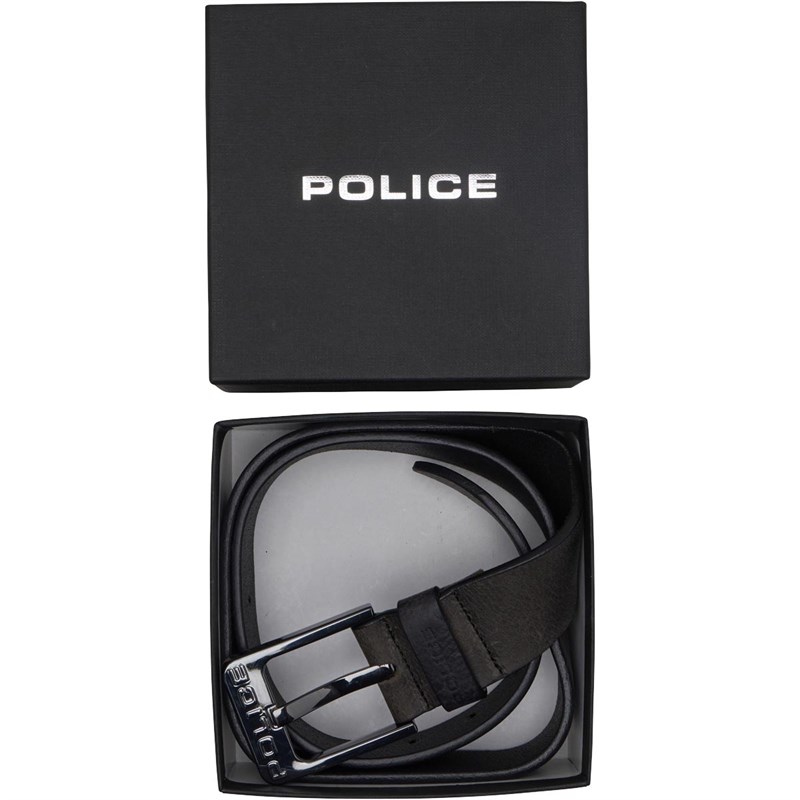 Buy Police Mens Shiny 38mm Buckle Strap Belt Black