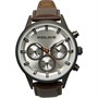 Police Mens Leather Strap Watch Silver