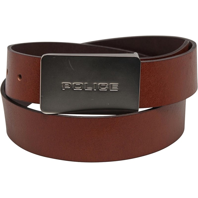 Buy Police Mens Large Plaque Belt Brown