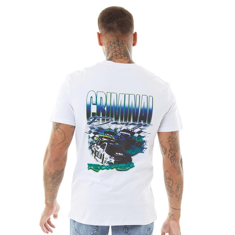 Criminal Damage Herren Fuji T-Shirts Weiß